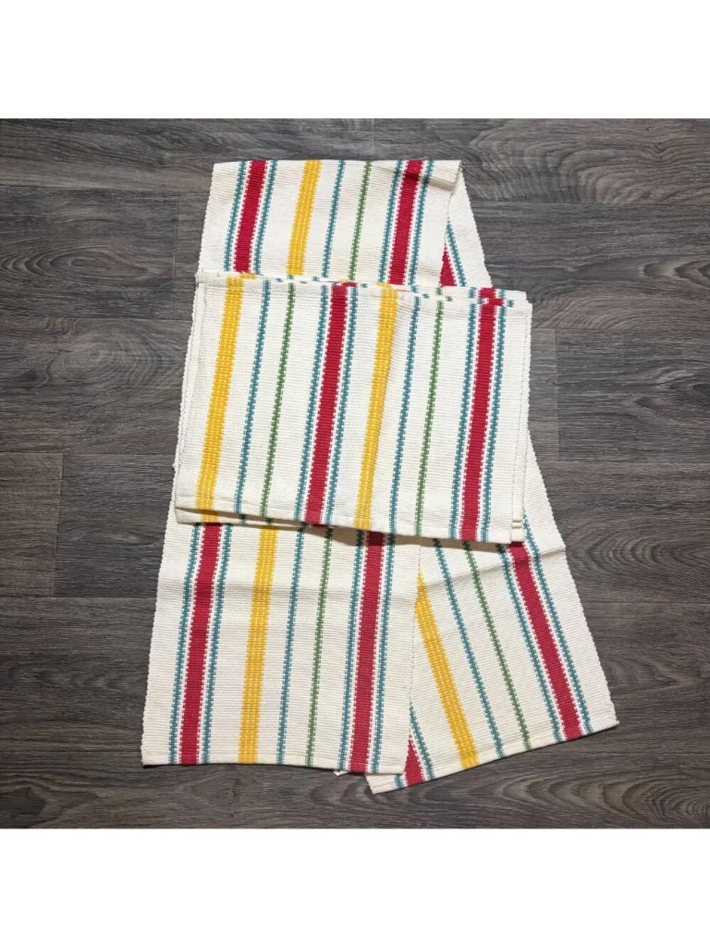 Pioneer Woman Vintage Stripe Woven Cotton Placemats Table Runner Set Multicolor